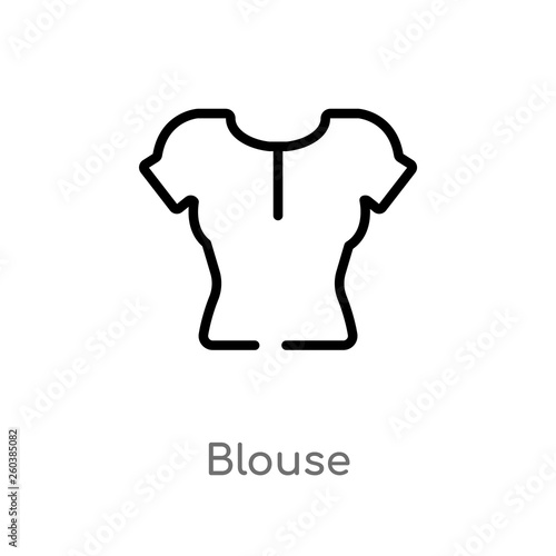 outline blouse vector icon. isolated black simple line element illustration from clothes concept. editable vector stroke blouse icon on white background