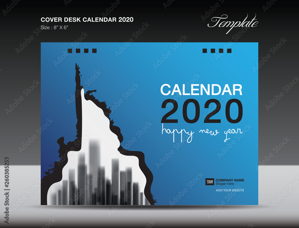 Cover Desk Calendar 2020 Design, flyer template, ads, booklet, catalog, newsletter, book cover, annual report cover, blue background design Stock Vector | Adobe Stock Cover Desk Calendar 2020 Design, flyer template, ads, booklet, catalog, newsletter, book cover, annual report cover, blue background design Stock Vector | Adobe Stock