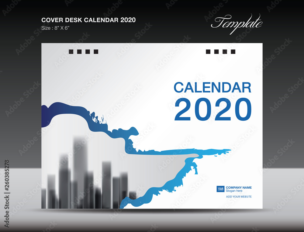 Cover Desk Calendar 2020 Design, flyer template, ads, booklet, catalog, newsletter, book cover, annual report cover, blue background design Cover Desk Calendar 2020 Design, flyer template, ads, booklet, catalog, newsletter, book cover, annual report cover, blue background design