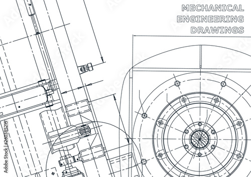 Cover. Vector engineering drawings. Mechanical instrument making. Technical