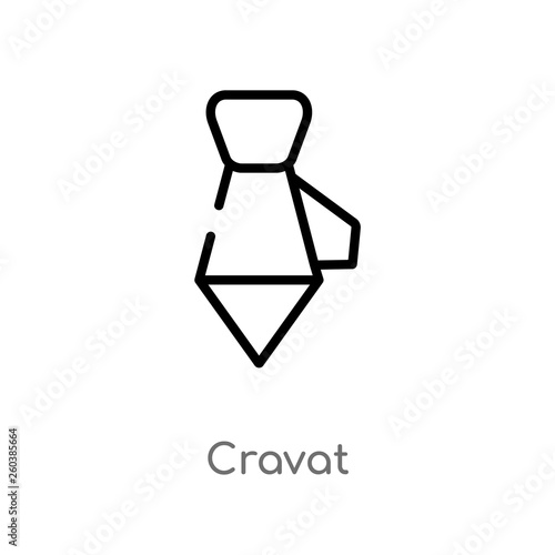 outline cravat vector icon. isolated black simple line element illustration from clothes concept. editable vector stroke cravat icon on white background