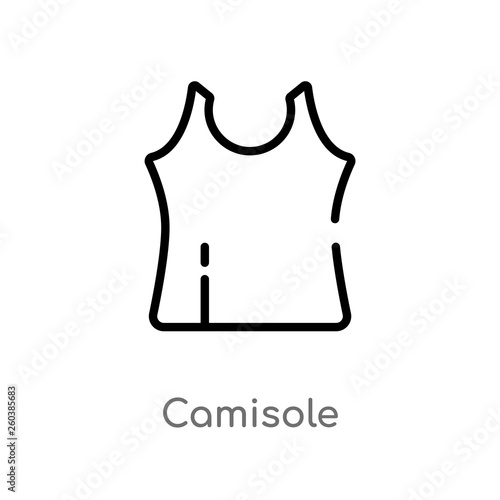 outline camisole vector icon. isolated black simple line element illustration from clothes concept. editable vector stroke camisole icon on white background