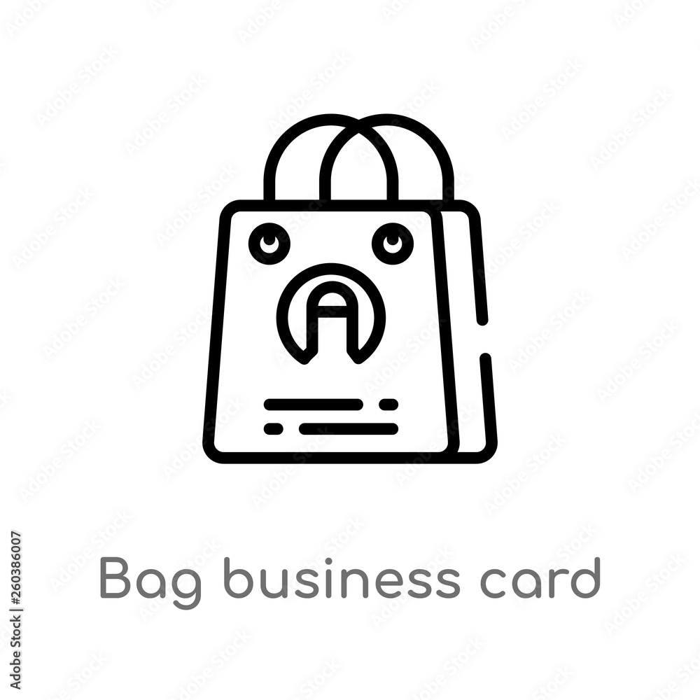 outline bag business card vector icon. isolated black simple line element illustration from commerce concept. editable vector stroke bag business card icon on white background outline bag business card vector icon. isolated black simple line element illustration from commerce concept. editable vector stroke bag business card icon on white background