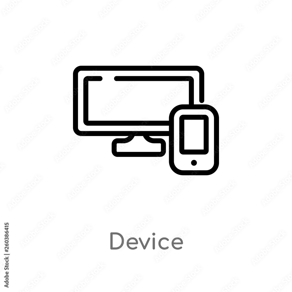 outline device vector icon. isolated black simple line element illustration from computer concept. editable vector stroke device icon on white background outline device vector icon. isolated black simple line element illustration from computer concept. editable vector stroke device icon on white background