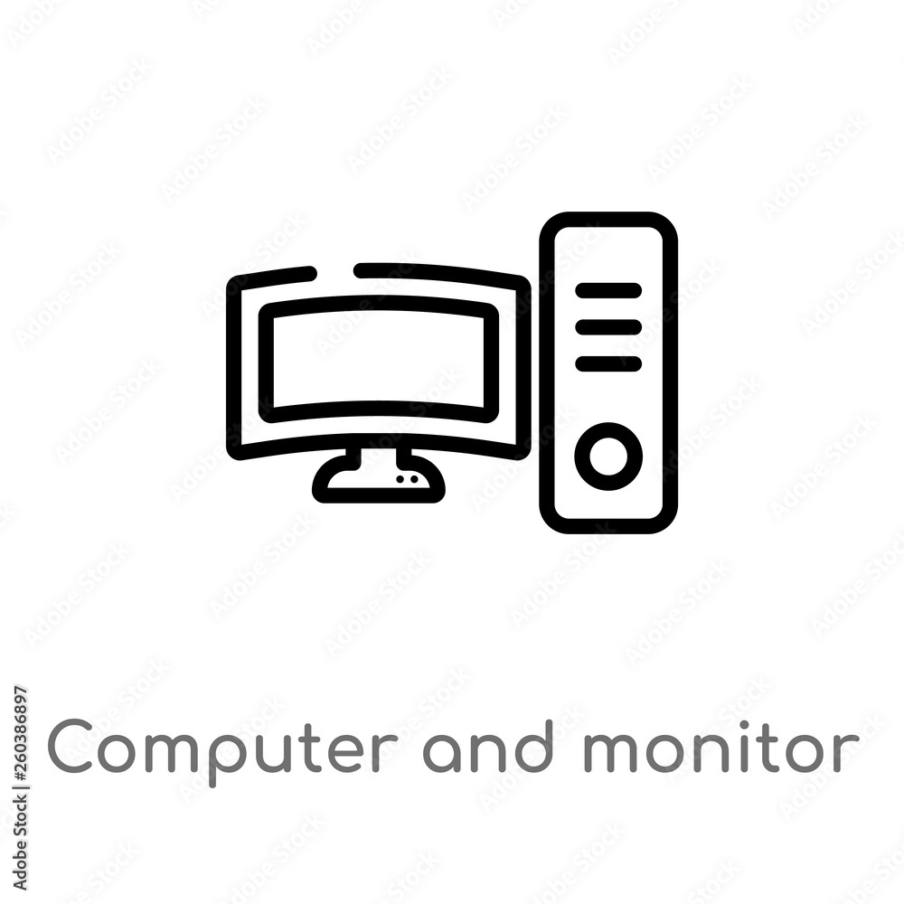 outline computer and monitor tools vector icon. isolated black simple line element illustration from computer concept. editable vector stroke computer and monitor tools icon on white background