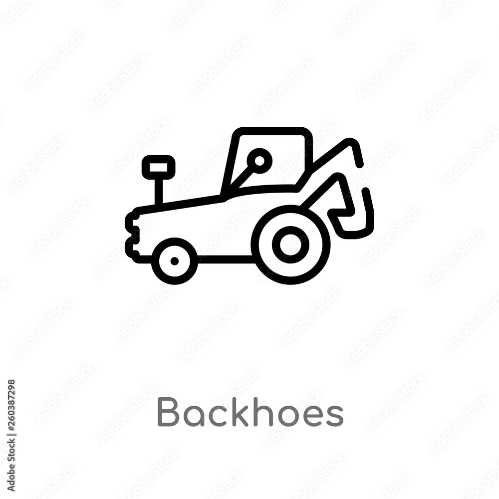 outline backhoes vector icon. isolated black simple line element illustration from construction concept. editable vector stroke backhoes icon on white background