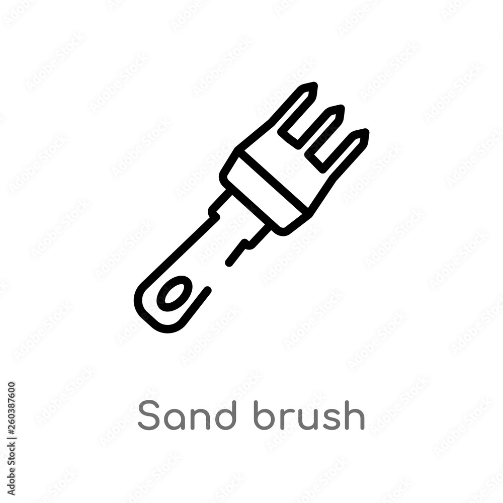 outline sand brush vector icon. isolated black simple line element illustration from construction concept. editable vector stroke sand brush icon on white background