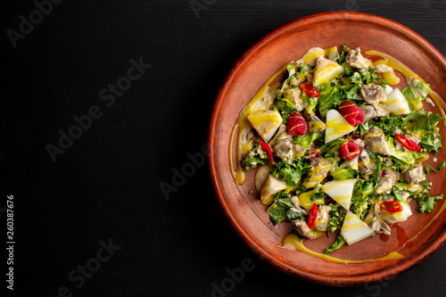 Raspberry, pineapple, lettuce and champignon salad with sauce-2.