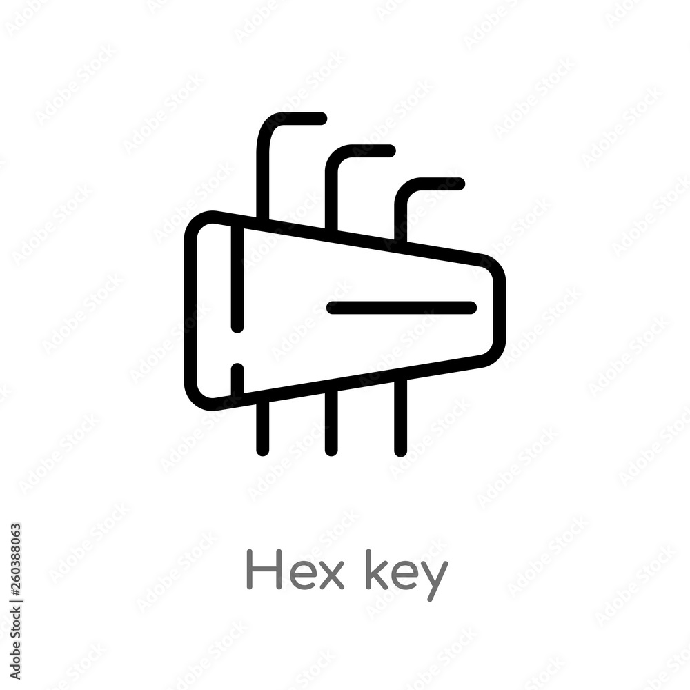 outline hex key vector icon. isolated black simple line element illustration from construction concept. editable vector stroke hex key icon on white background outline hex key vector icon. isolated black simple line element illustration from construction concept. editable vector stroke hex key icon on white background