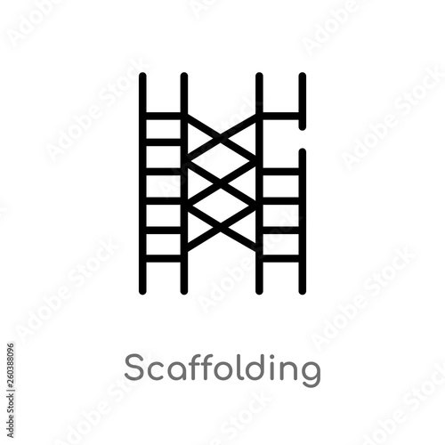 outline scaffolding vector icon. isolated black simple line element illustration from construction and tools concept. editable vector stroke scaffolding icon on white background