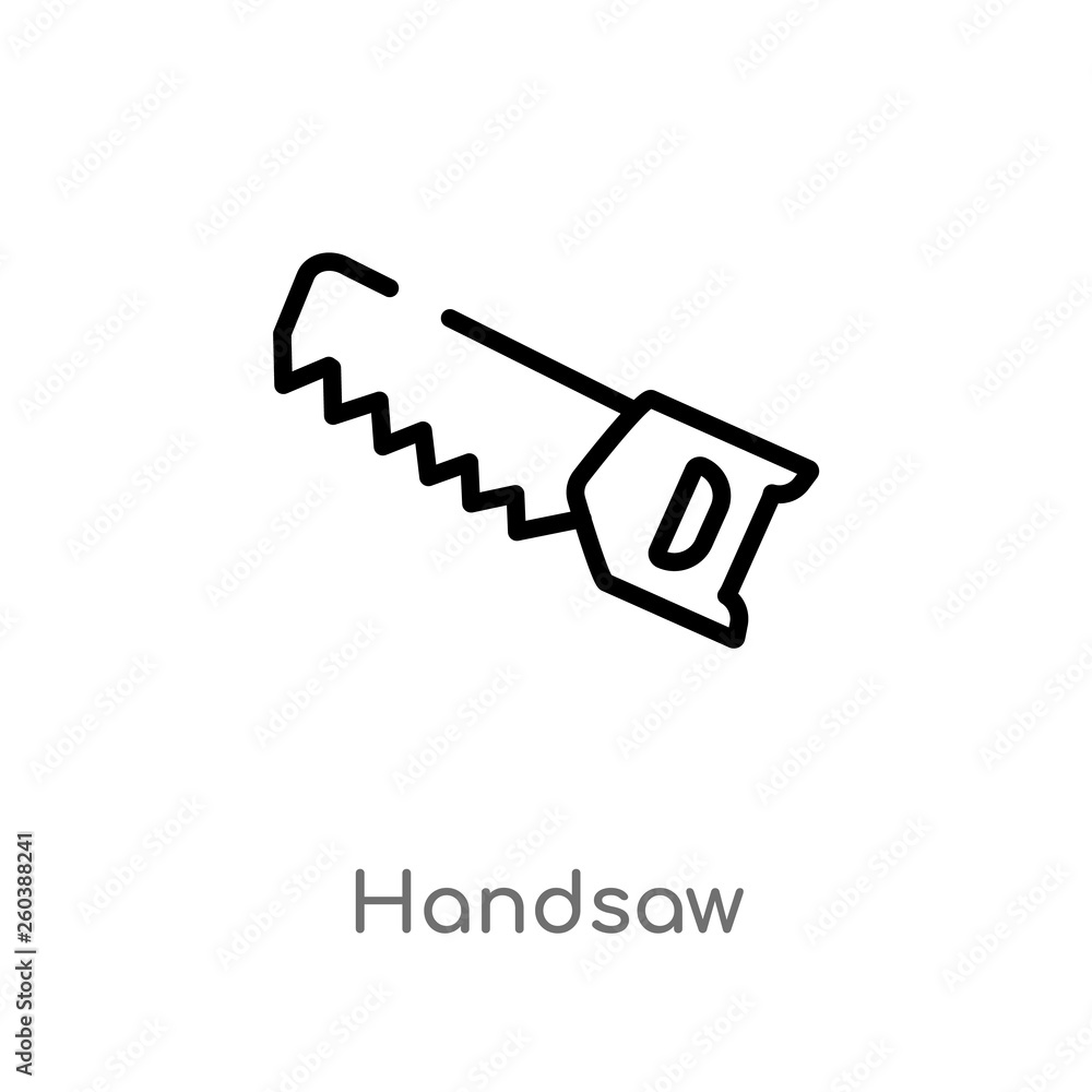 outline handsaw vector icon. isolated black simple line element illustration from construction and tools concept. editable vector stroke handsaw icon on white background outline handsaw vector icon. isolated black simple line element illustration from construction and tools concept. editable vector stroke handsaw icon on white background