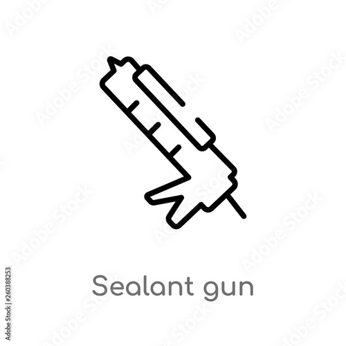 outline sealant gun vector icon. isolated black simple line element illustration from construction and tools concept. editable vector stroke sealant gun icon on white background