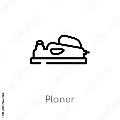 outline planer vector icon. isolated black simple line element illustration from construction and tools concept. editable vector stroke planer icon on white background