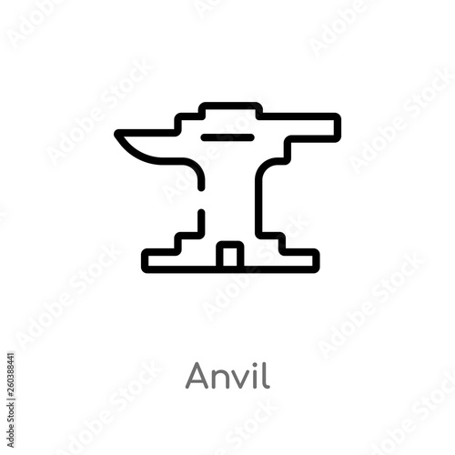 outline anvil vector icon. isolated black simple line element illustration from construction tools concept. editable vector stroke anvil icon on white background