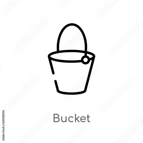 outline bucket vector icon. isolated black simple line element illustration from construction tools concept. editable vector stroke bucket icon on white background