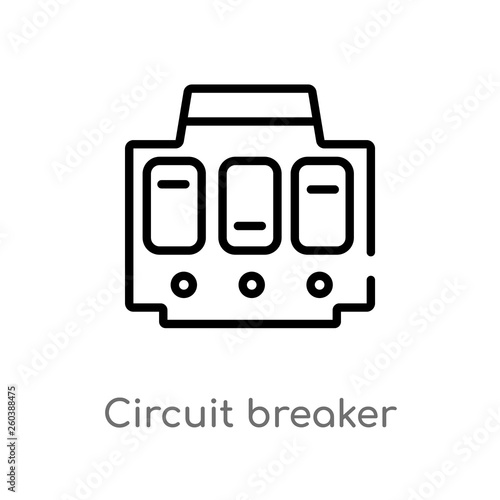 outline circuit breaker vector icon. isolated black simple line element illustration from construction concept. editable vector stroke circuit breaker icon on white background