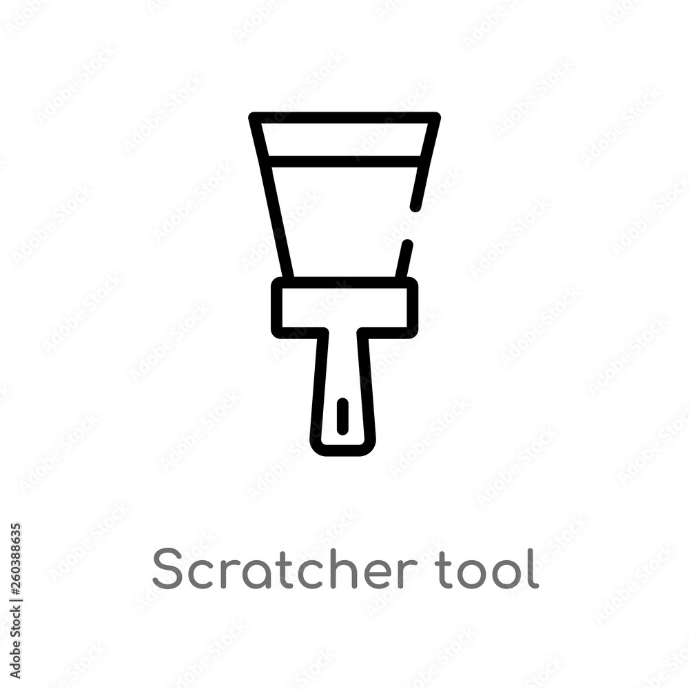 outline scratcher tool vector icon. isolated black simple line element illustration from construction concept. editable vector stroke scratcher tool icon on white background outline scratcher tool vector icon. isolated black simple line element illustration from construction concept. editable vector stroke scratcher tool icon on white background
