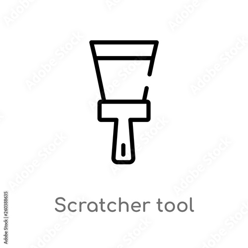 outline scratcher tool vector icon. isolated black simple line element illustration from construction concept. editable vector stroke scratcher tool icon on white background
