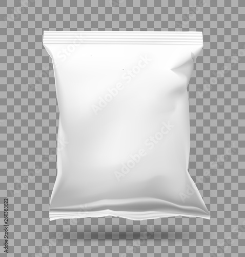 Realistic pillow bag on transparent background. Vector illustration. Easy to use for your. Can be use for template your design, promo, adv. EPS10.	