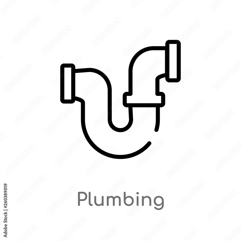 outline plumbing vector icon. isolated black simple line element illustration from tools concept. editable vector stroke plumbing icon on white background outline plumbing vector icon. isolated black simple line element illustration from tools concept. editable vector stroke plumbing icon on white background