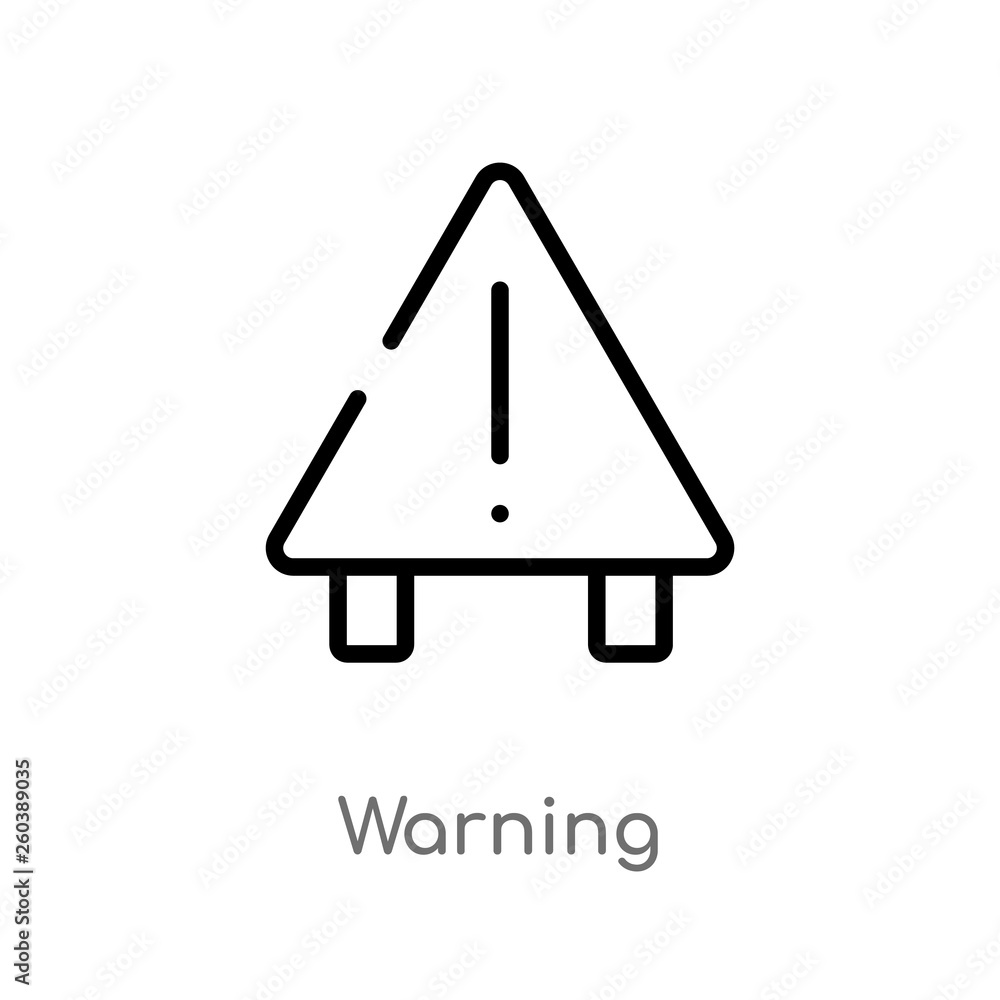 outline warning vector icon. isolated black simple line element illustration from tools concept. editable vector stroke warning icon on white background
