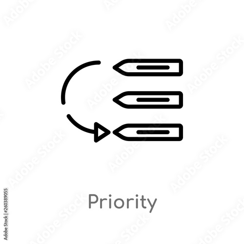outline priority vector icon. isolated black simple line element illustration from content concept. editable vector stroke priority icon on white background