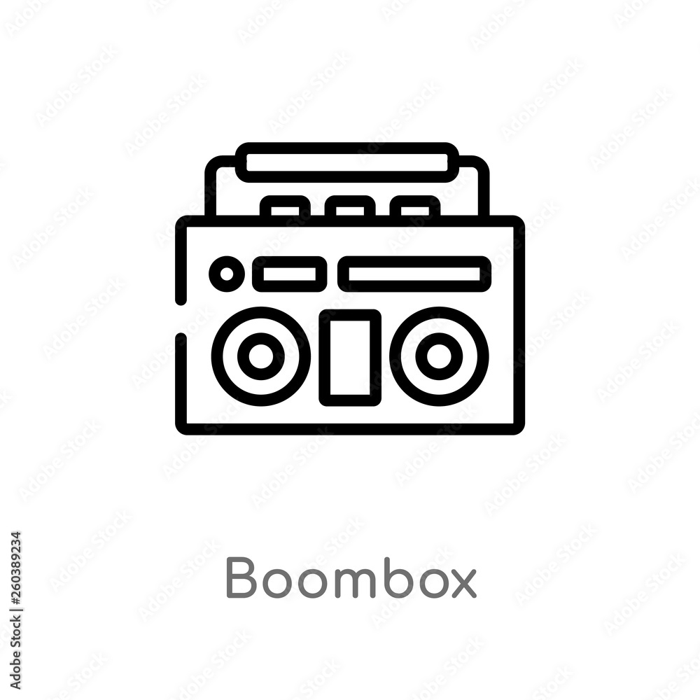 outline boombox vector icon. isolated black simple line element illustration from creative pocess concept. editable vector stroke boombox icon on white background outline boombox vector icon. isolated black simple line element illustration from creative pocess concept. editable vector stroke boombox icon on white background
