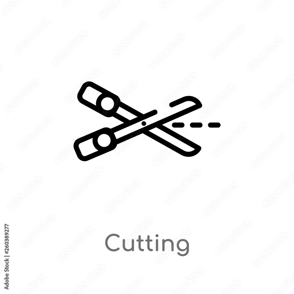 outline cutting vector icon. isolated black simple line element illustration from creative pocess concept. editable vector stroke cutting icon on white background outline cutting vector icon. isolated black simple line element illustration from creative pocess concept. editable vector stroke cutting icon on white background