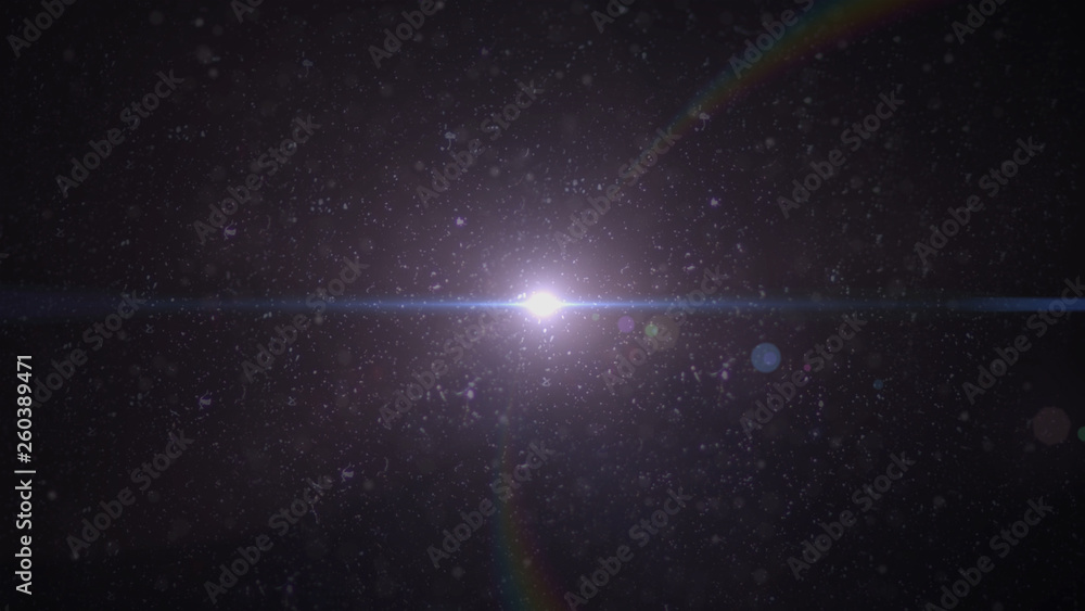 Obraz premium Real Lens Flare Shot in Studio over Black Background. Easy to add as Overlay or Screen Filter over Photos.