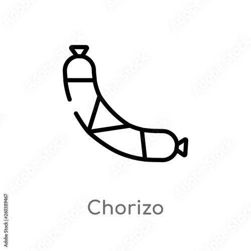 outline chorizo vector icon. isolated black simple line element illustration from culture concept. editable vector stroke chorizo icon on white background