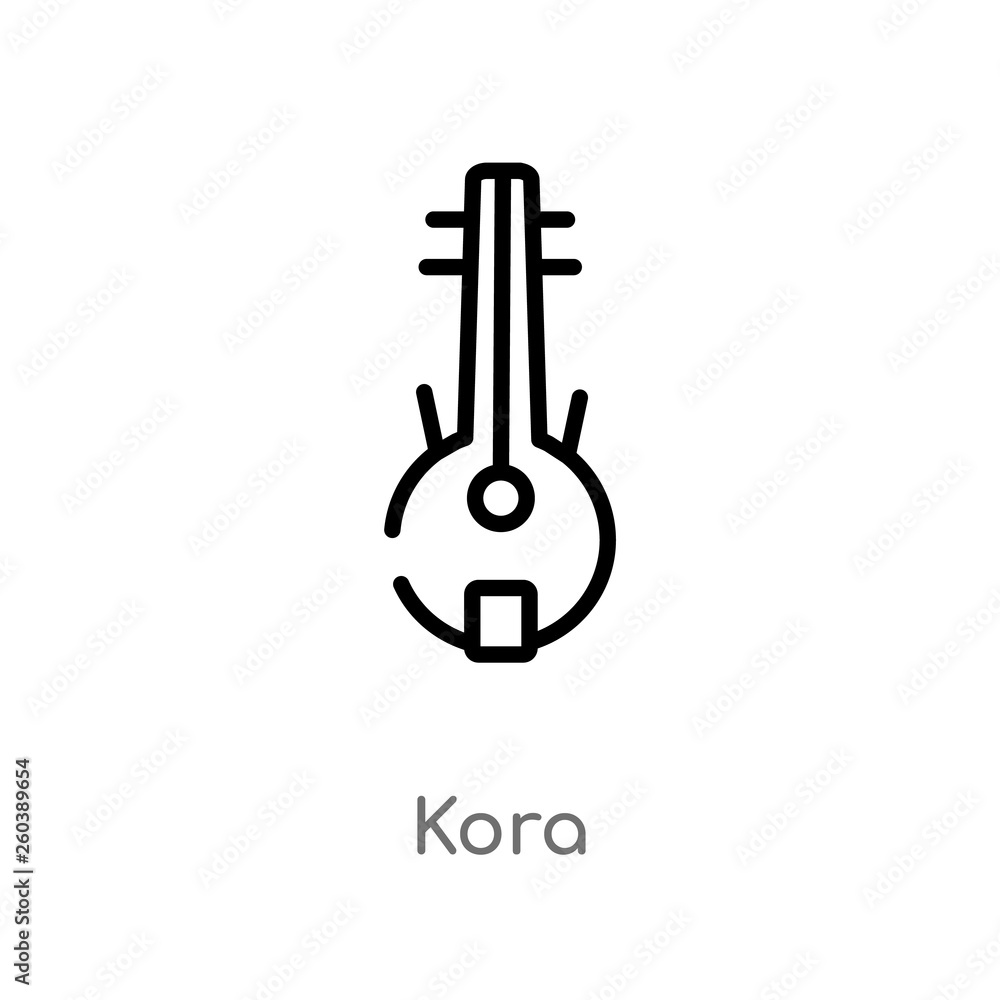 outline kora vector icon. isolated black simple line element illustration from culture concept. editable vector stroke kora icon on white background