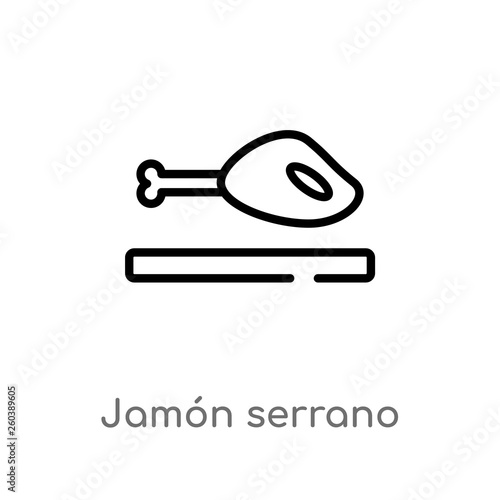 outline jamón serrano vector icon. isolated black simple line element illustration from culture concept. editable vector stroke jamón serrano icon on white background