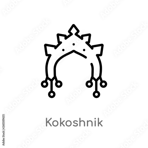 outline kokoshnik vector icon. isolated black simple line element illustration from culture concept. editable vector stroke kokoshnik icon on white background