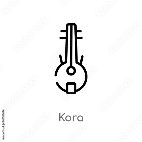 outline kora vector icon. isolated black simple line element illustration from culture concept. editable vector stroke kora icon on white background