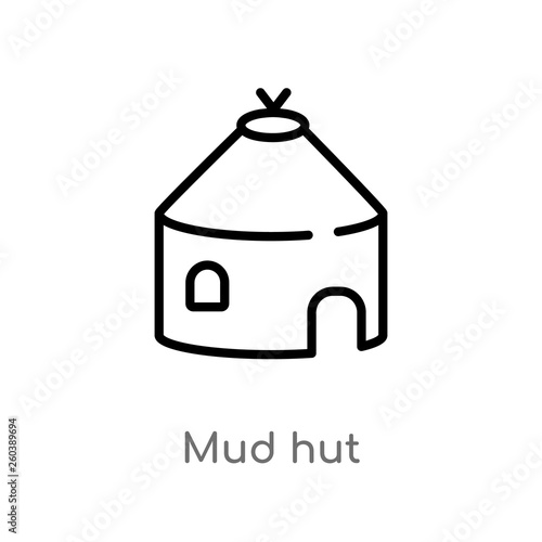 outline mud hut vector icon. isolated black simple line element illustration from culture concept. editable vector stroke mud hut icon on white background