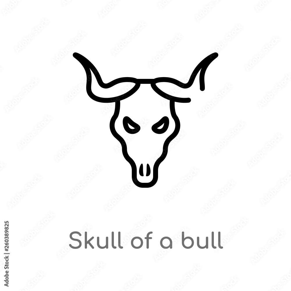 outline skull of a bull vector icon. isolated black simple line element illustration from culture concept. editable vector stroke skull of a bull icon on white background
