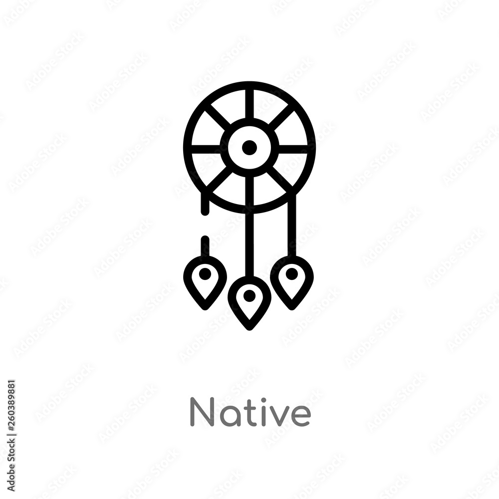 Obraz premium outline native vector icon. isolated black simple line element illustration from cultures concept. editable vector stroke native icon on white background