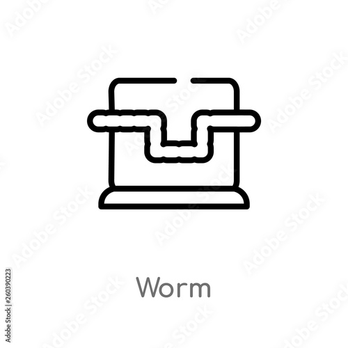 outline worm vector icon. isolated black simple line element illustration from cyber concept. editable vector stroke worm icon on white background