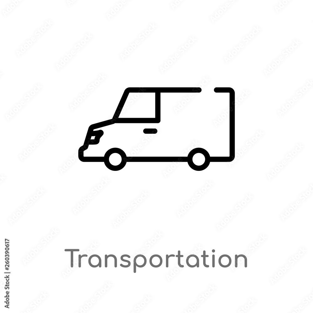 outline transportation vector icon. isolated black simple line element illustration from delivery and logistics concept. editable vector stroke transportation icon on white background