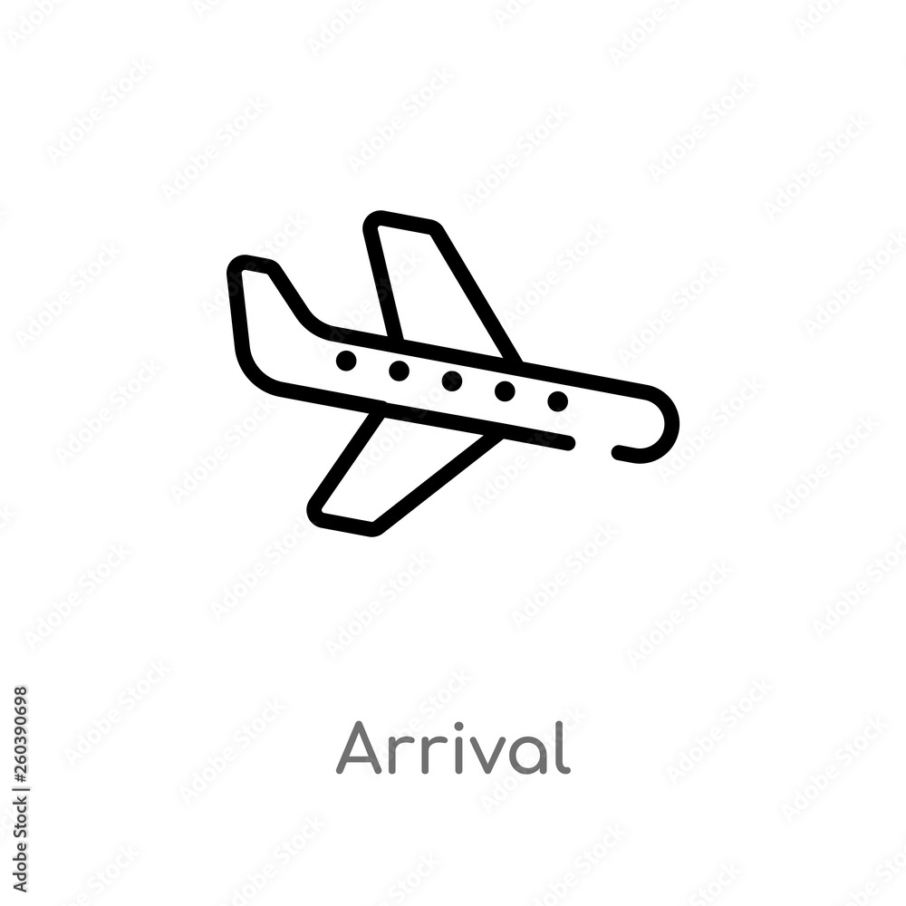 outline arrival vector icon. isolated black simple line element illustration from delivery and logistics concept. editable vector stroke arrival icon on white background outline arrival vector icon. isolated black simple line element illustration from delivery and logistics concept. editable vector stroke arrival icon on white background
