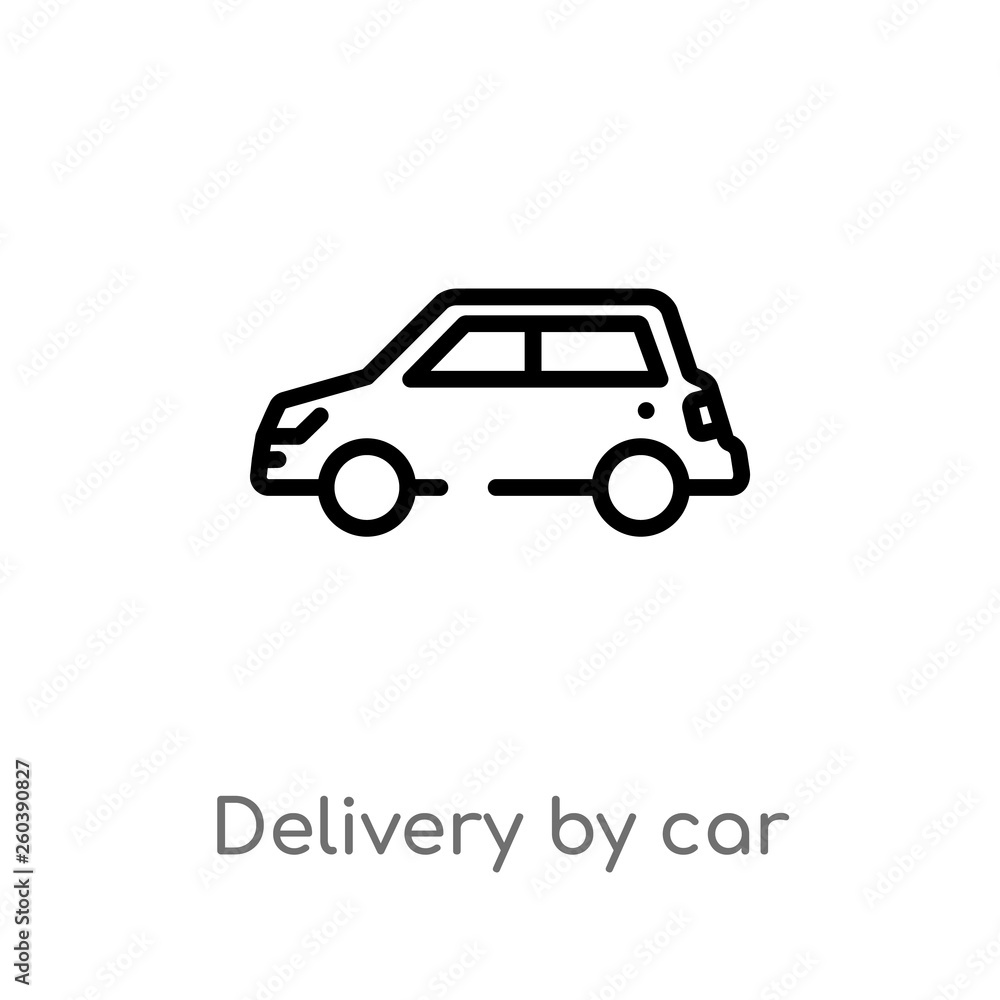 outline delivery by car vector icon. isolated black simple line element illustration from delivery and logistics concept. editable vector stroke delivery by car icon on white background