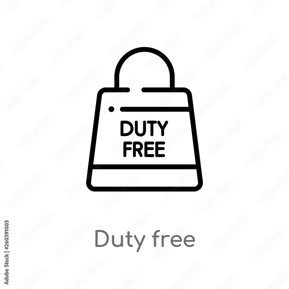 outline duty free vector icon. isolated black simple line element illustration from delivery and logistics concept. editable vector stroke duty free icon on white background outline duty free vector icon. isolated black simple line element illustration from delivery and logistics concept. editable vector stroke duty free icon on white background