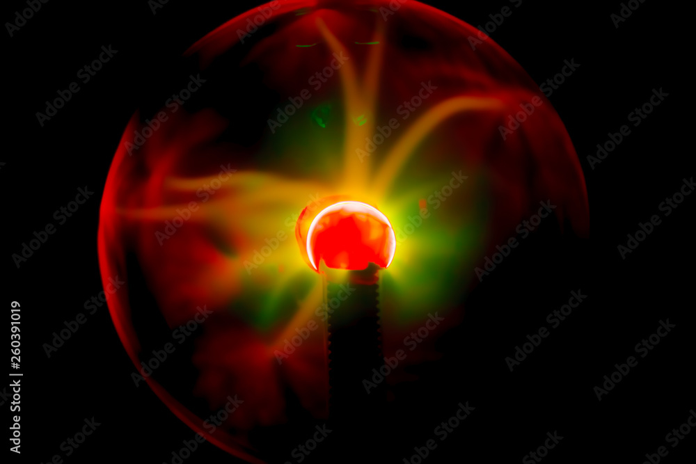 A plasma (tesla) ball. Close up. Magic plasma lamp by Nikola Tesla