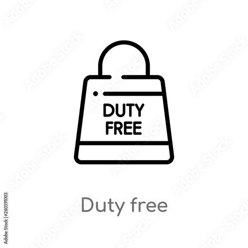 outline duty free vector icon. isolated black simple line element illustration from delivery and logistics concept. editable vector stroke duty free icon on white background