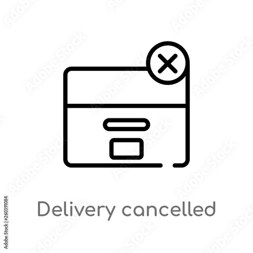 outline delivery cancelled vector icon. isolated black simple line element illustration from delivery and logistics concept. editable vector stroke delivery cancelled icon on white background