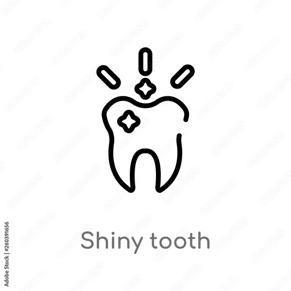 Obraz premium outline shiny tooth vector icon. isolated black simple line element illustration from dentist concept. editable vector stroke shiny tooth icon on white background