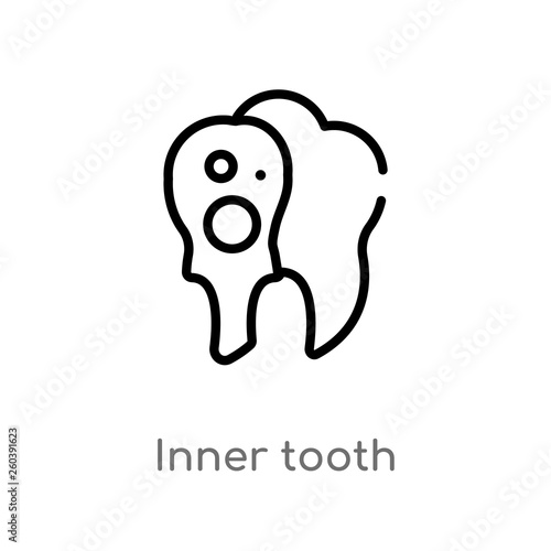 outline inner tooth vector icon. isolated black simple line element illustration from dentist concept. editable vector stroke inner tooth icon on white background