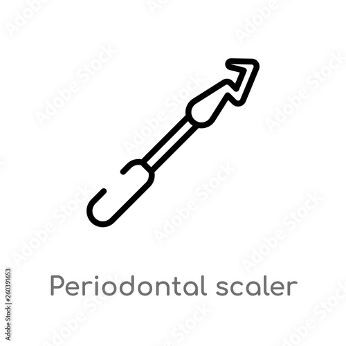 outline periodontal scaler vector icon. isolated black simple line element illustration from dentist concept. editable vector stroke periodontal scaler icon on white background
