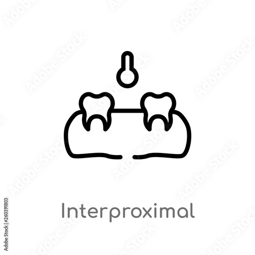 outline interproximal vector icon. isolated black simple line element illustration from dentist concept. editable vector stroke interproximal icon on white background