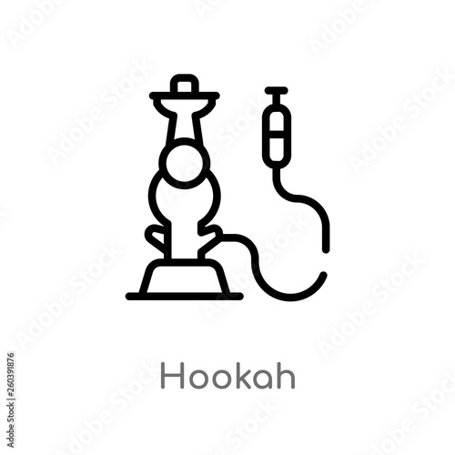 outline hookah vector icon. isolated black simple line element illustration from desert concept. editable vector stroke hookah icon on white background
